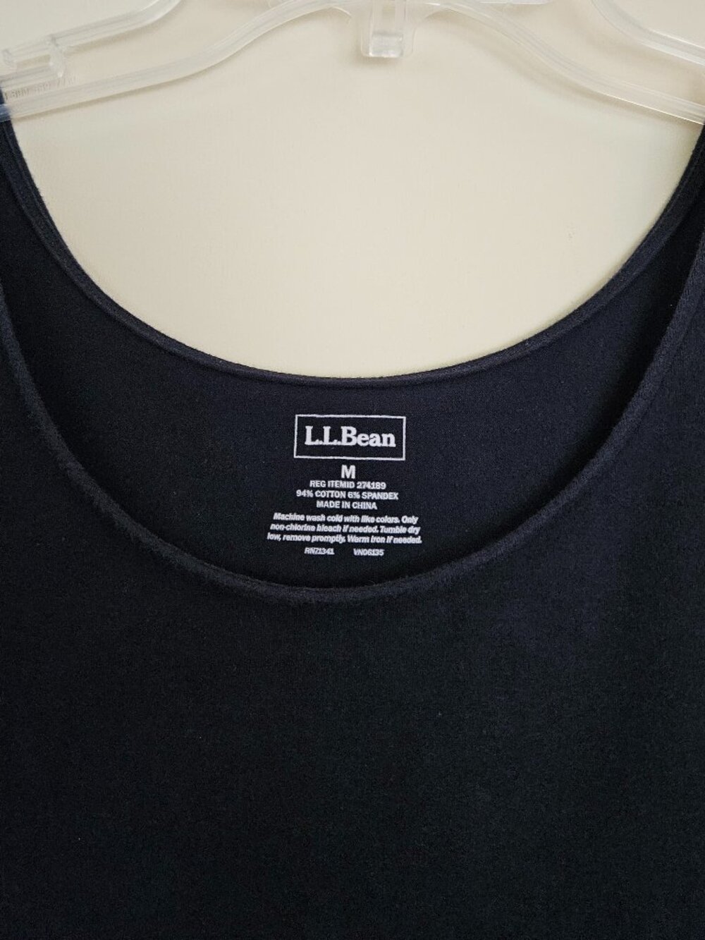LL Bean Layering Tank Top Size M Black Cotton